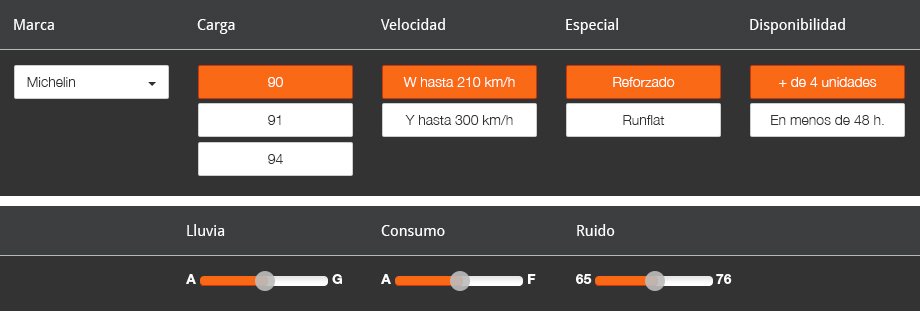 Filtro lateral buscador avanzado Cargoma